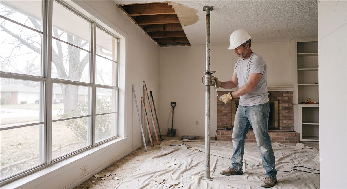 Setting temporary shoring to carry the load during demolition. (illustrative photo, not an actual job site)