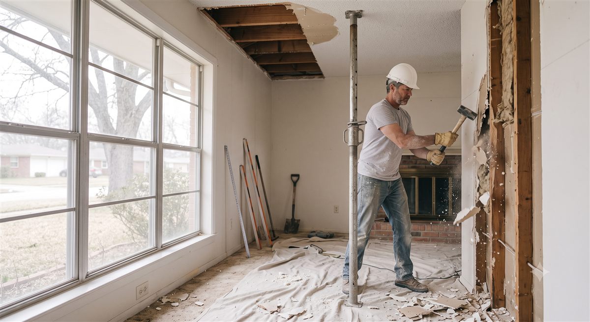 Opening the wall once the load has somewhere else to go. (illustrative photo, not an actual job site)